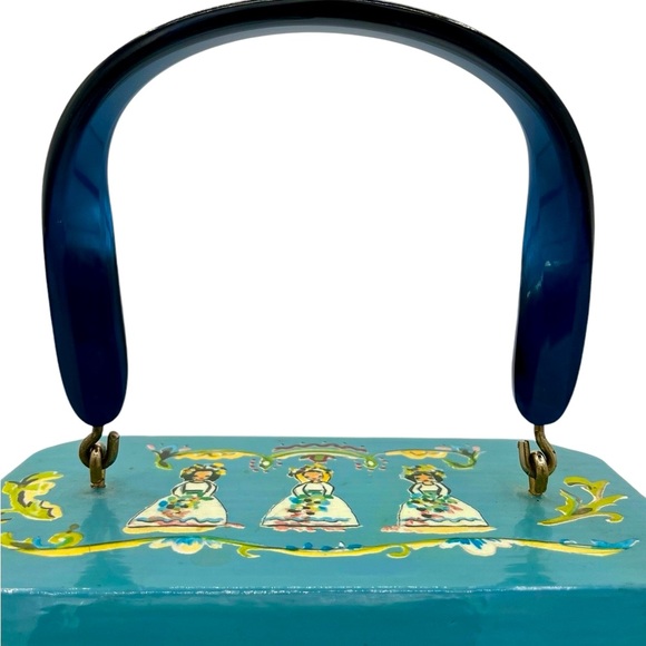 Vintage 1960's Decoupage Hand-Painted Wooden Purse - Picture 8 of 15